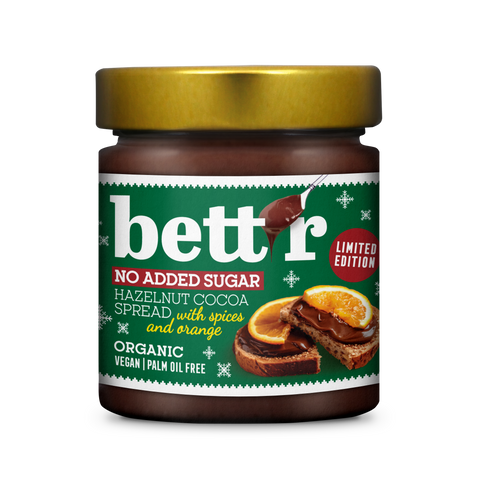 Bio Christmas Hazelnut Cacao Spread with Orange, No added sugar
